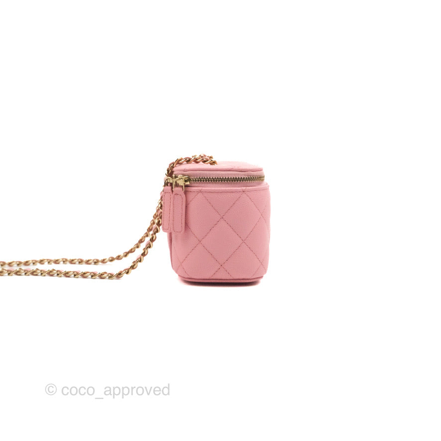Chanel Mini Vanity With Chain Pink Caviar Gold Hardware