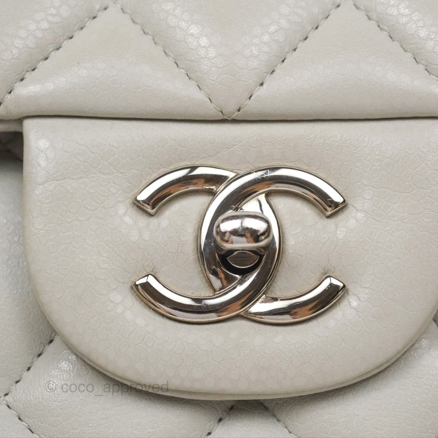 Chanel Jumbo Double Flap Light Grey Caviar Silver Hardware⁣⁣