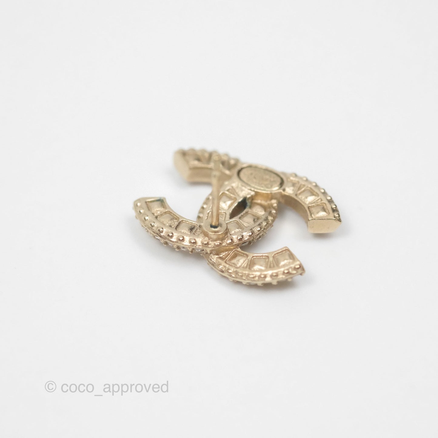 Chanel Crystal CC Earrings Gold Tone 20V