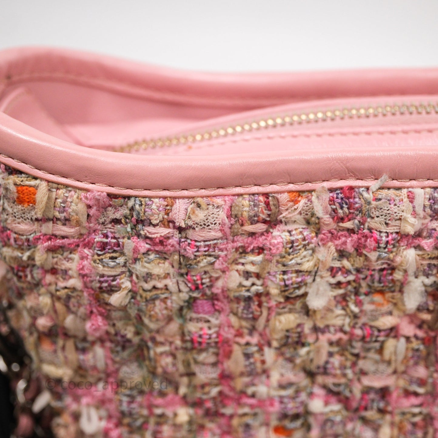 Chanel Small Gabrielle Hobo Quilted Pink Tweed Aged Calfskin