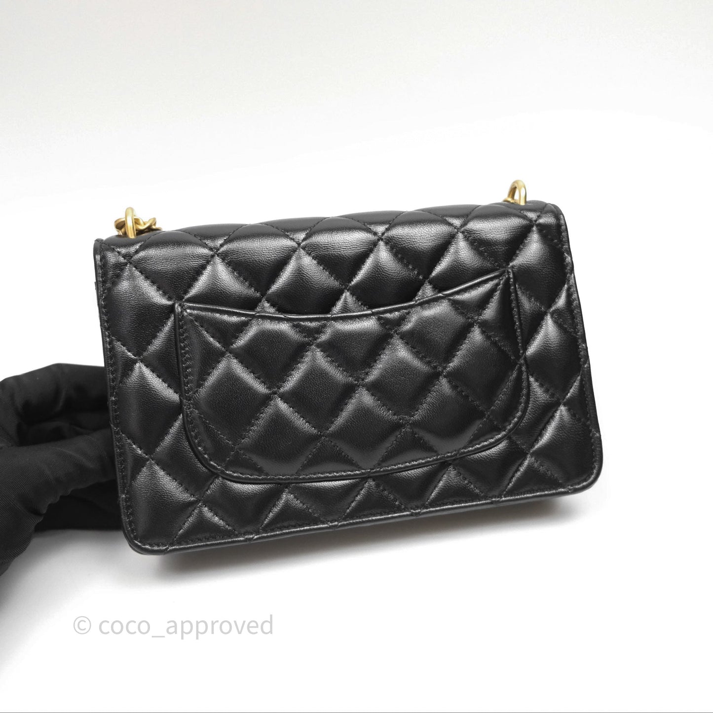 Chanel Heart Adjustable Chain WOC Black Lambskin Aged Gold Hardware 25C