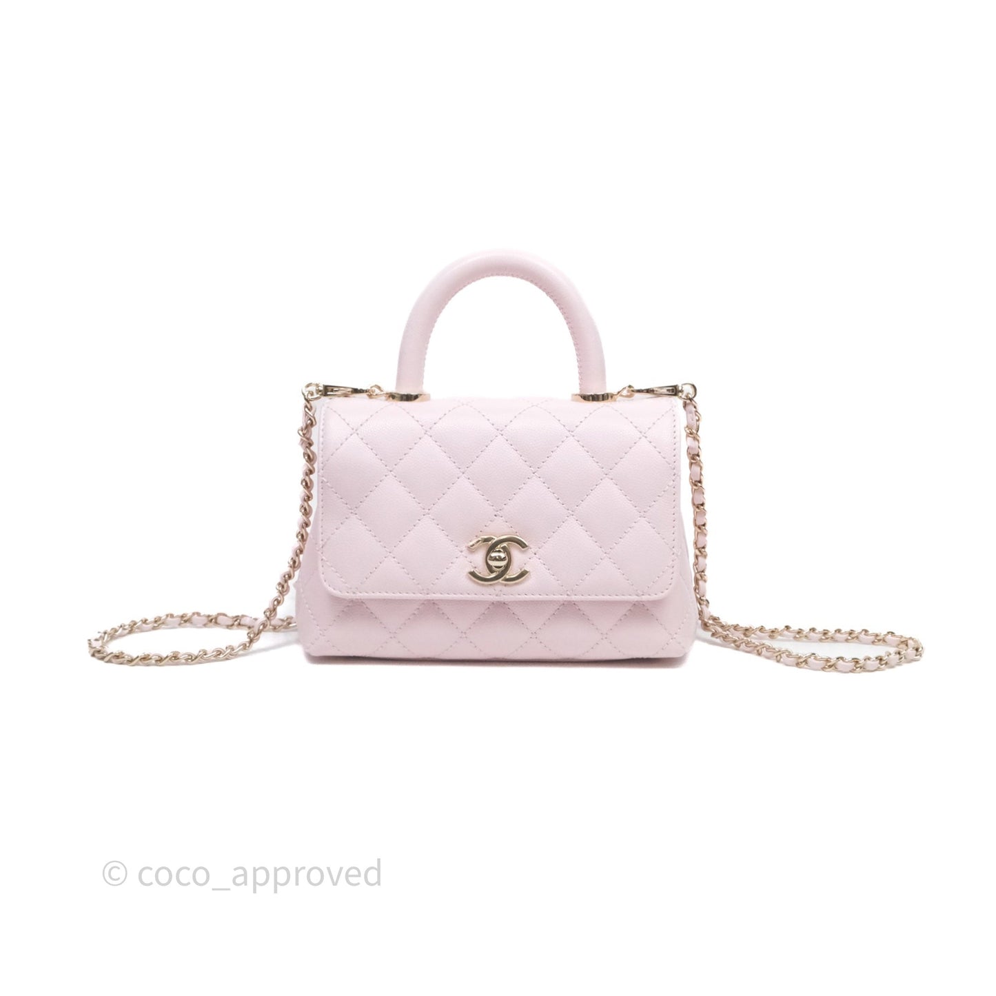 Chanel Mini Coco Handle Light Pink Caviar Gold Hardware