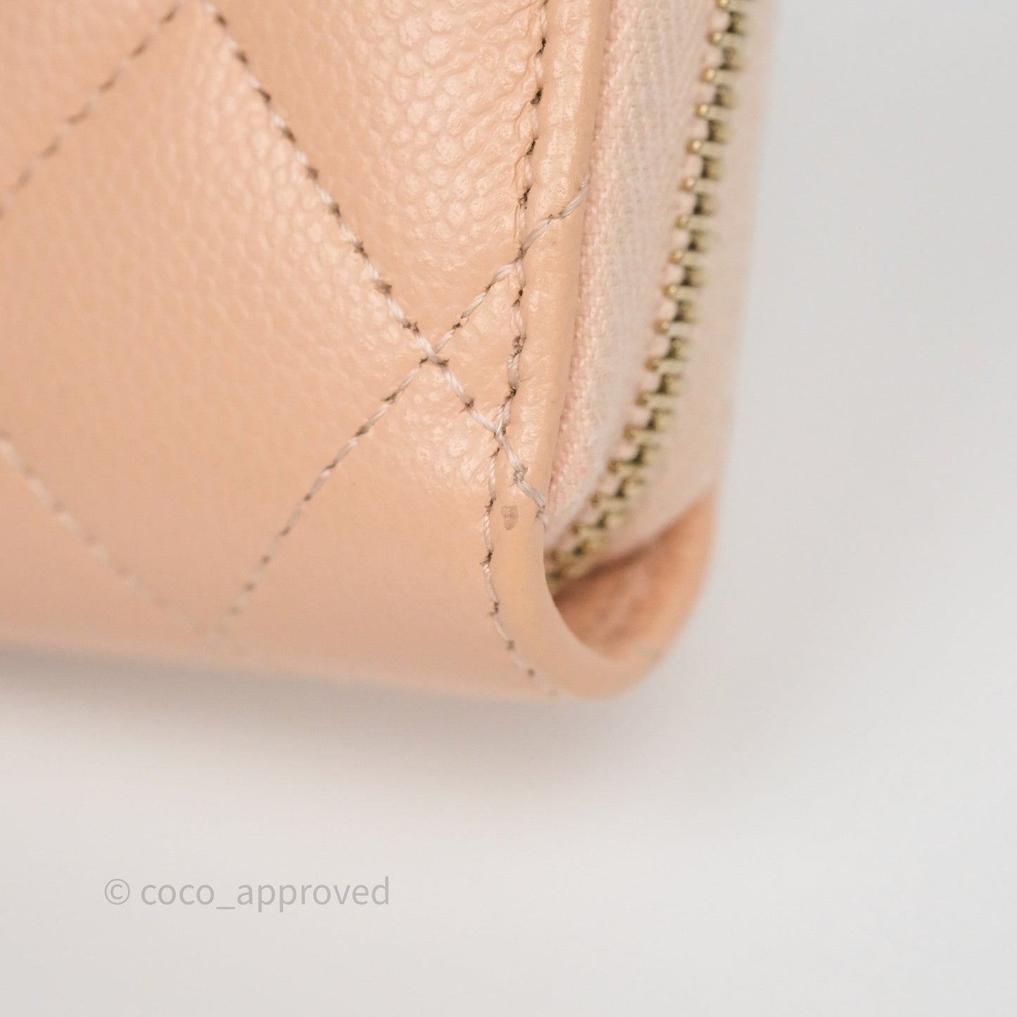 Chanel Classic Zipped Coin Purse Salmon Pink Caviar Gold Hardware