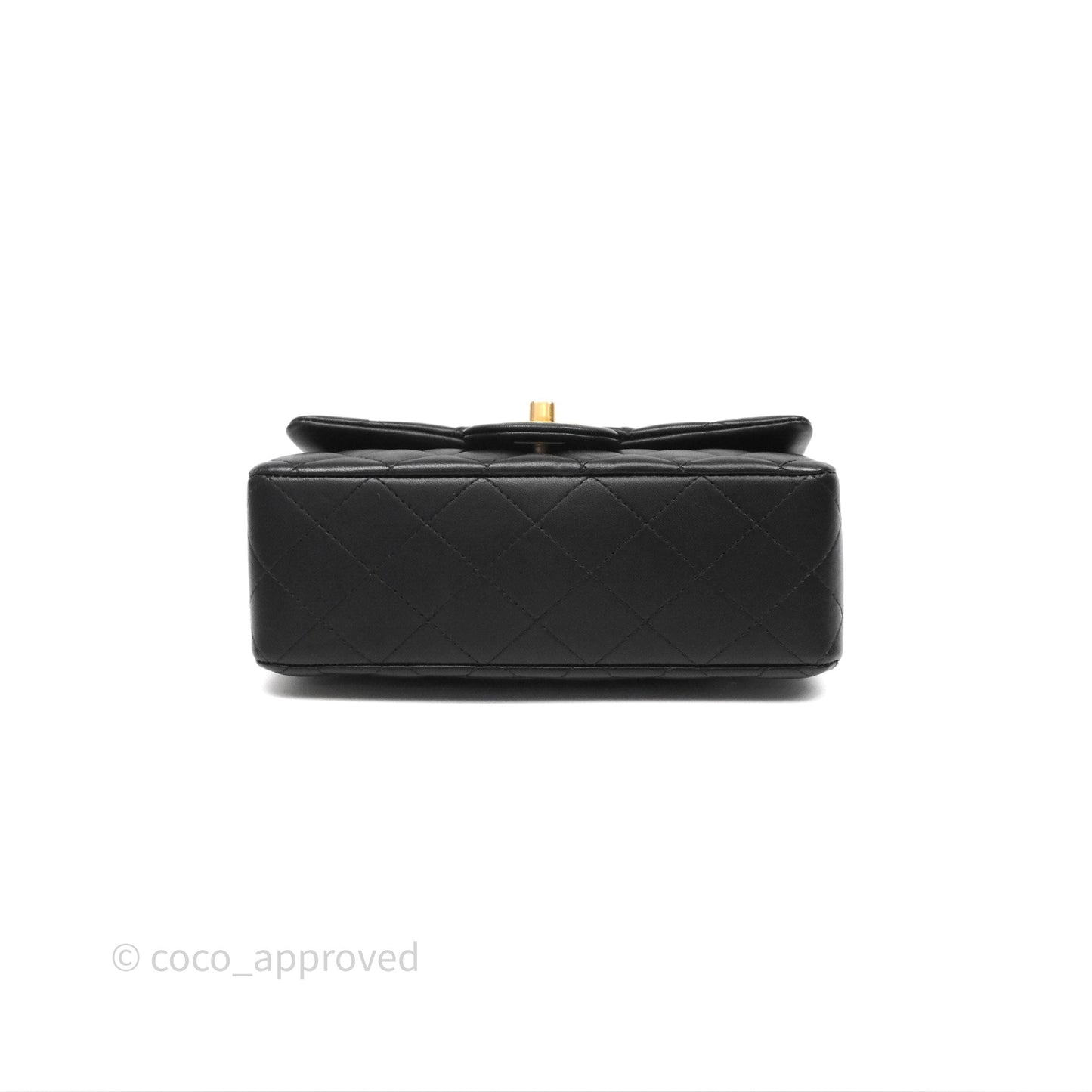 Chanel Metal Top Handle Mini Rectangular Flap Bag Black Lambskin Aged Gold Hardware