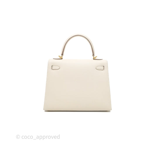 Hermes Kelly 25 Craie Epsom Gold Hardware