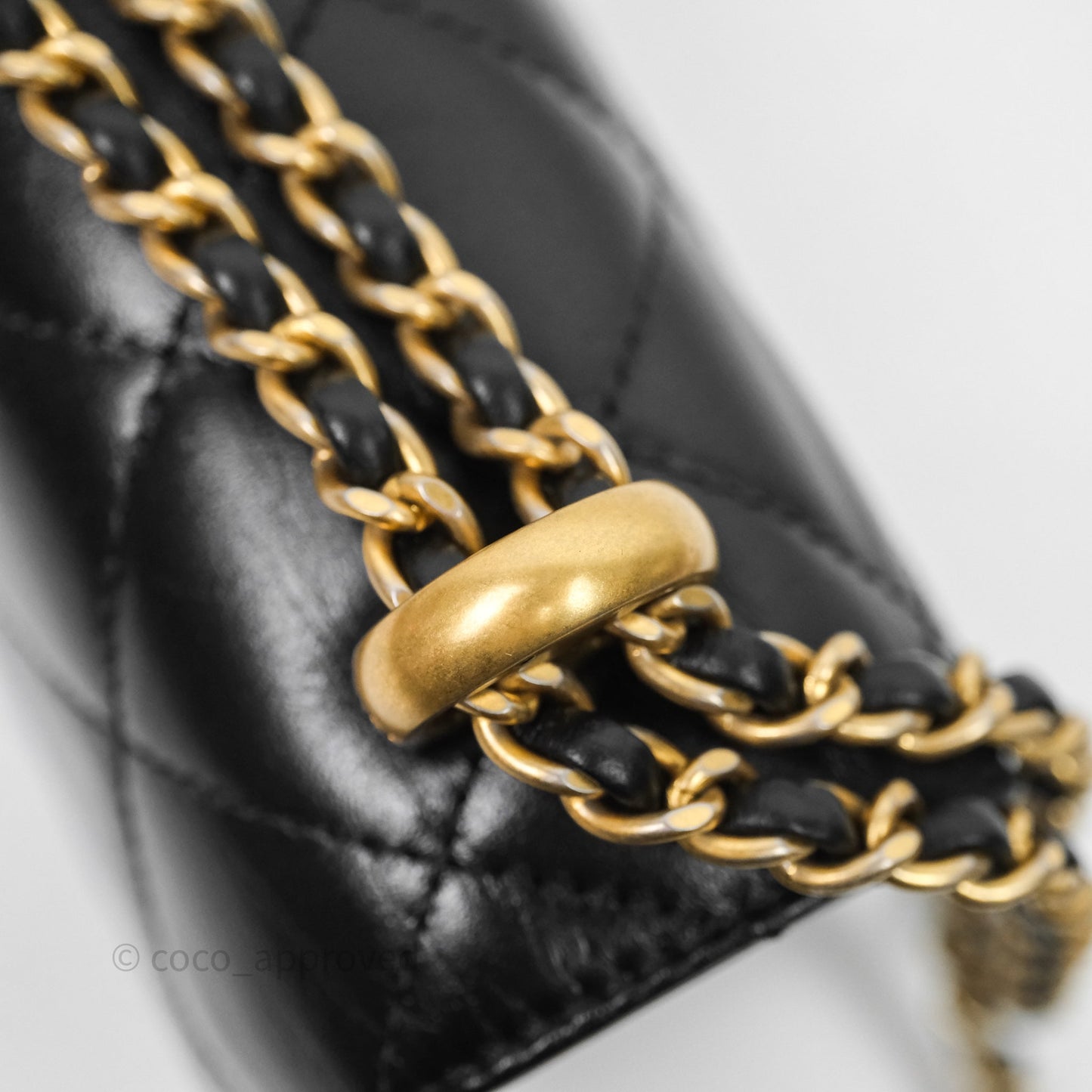 Chanel Mini Perfect Fit Adjustable Chain Black Calfskin Aged Gold Hardware