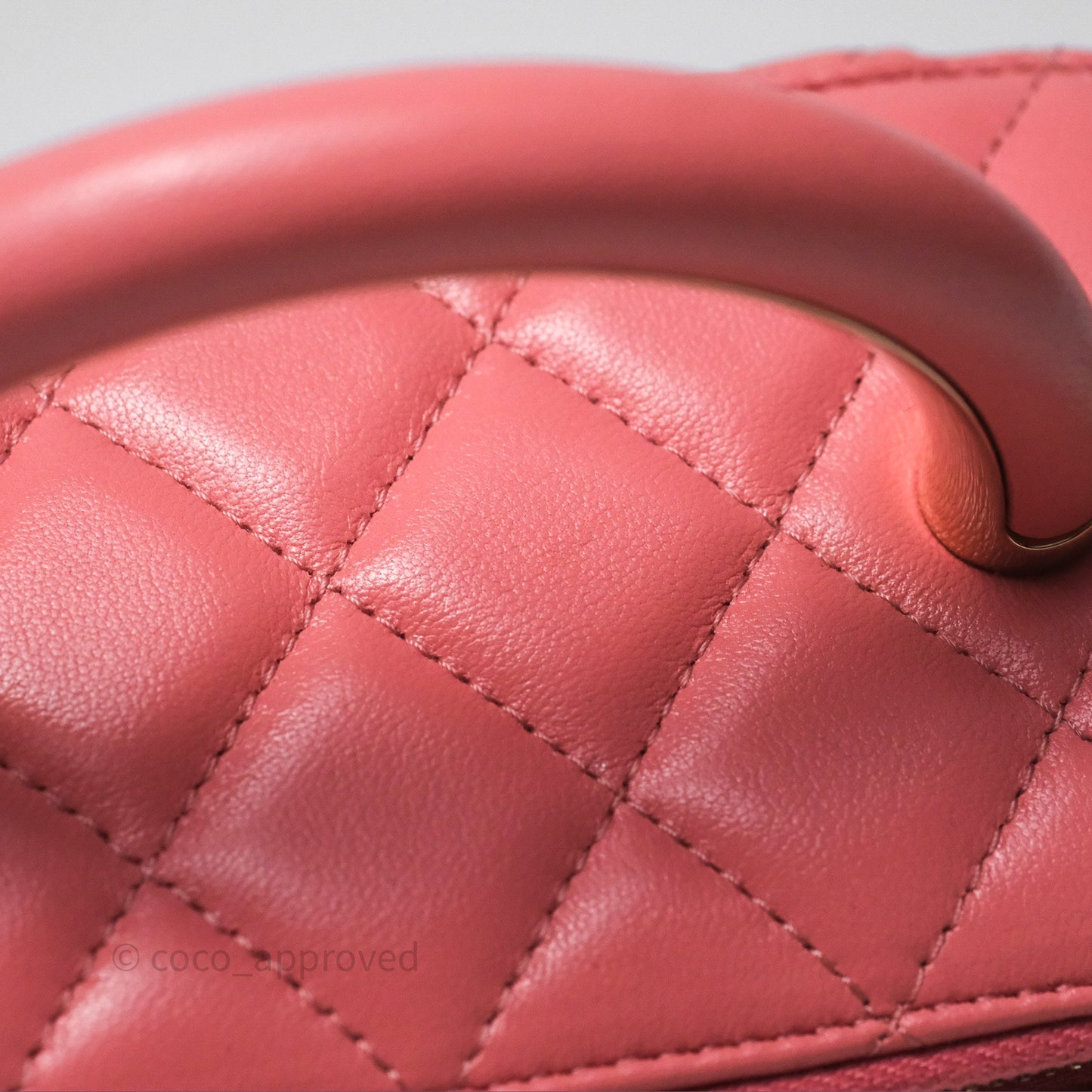Chanel Vanity Rectangular Top Handle Pink Lambskin Gold Hardware