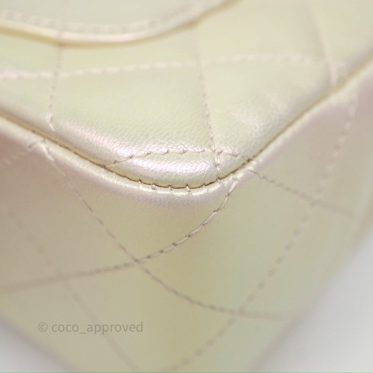 Chanel Mini Rectangular Quilted Iridescent Ivory Lambskin Gold Hardware 20B