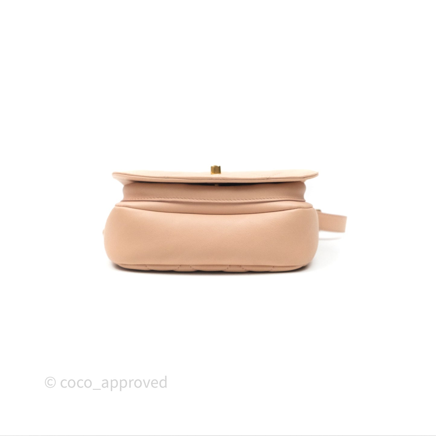 Chanel Messenger Bag Beige Pink Calfskin Aged Gold Hardware