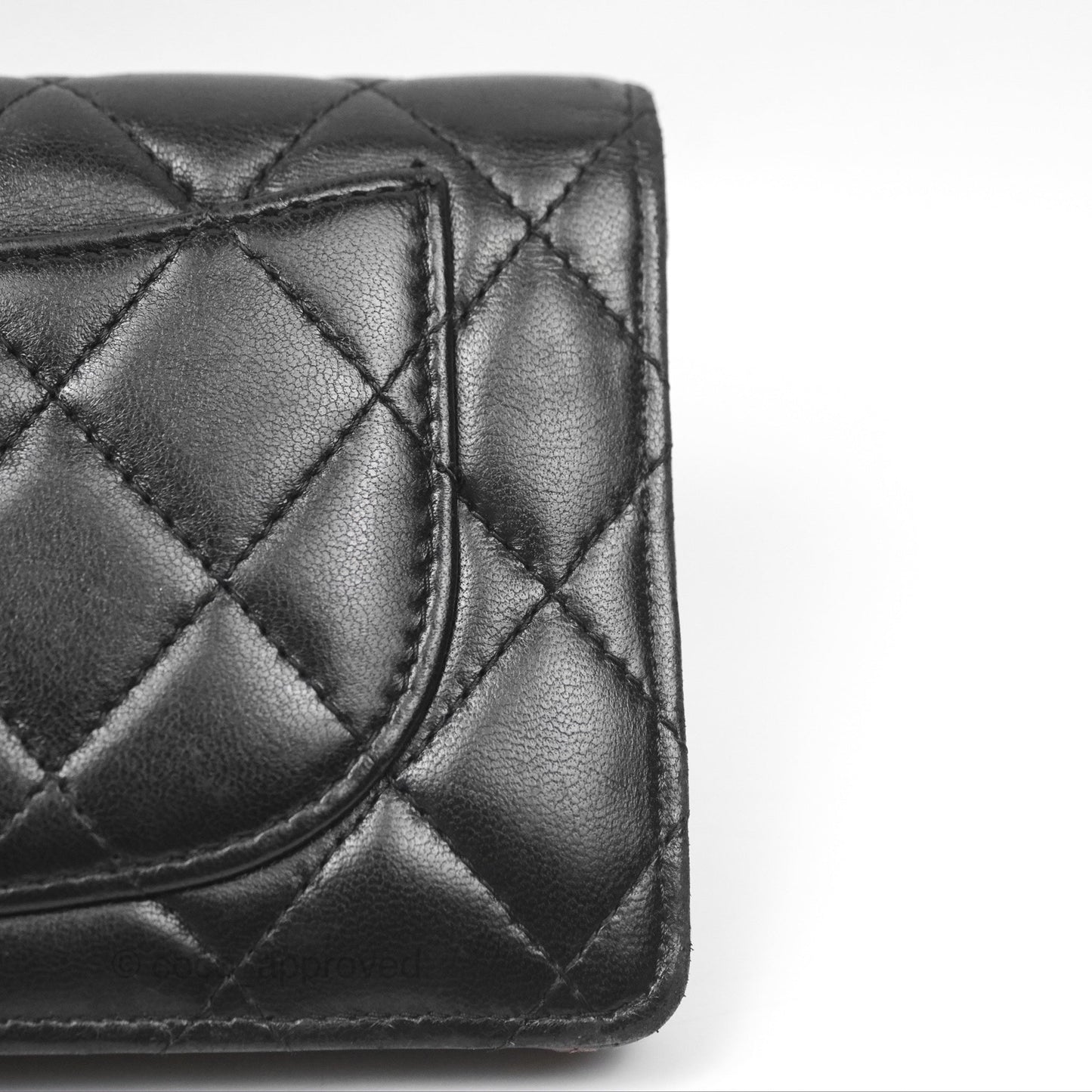 Chanel Classic Quilted Long Wallet Black Lambskin Silver Hardware