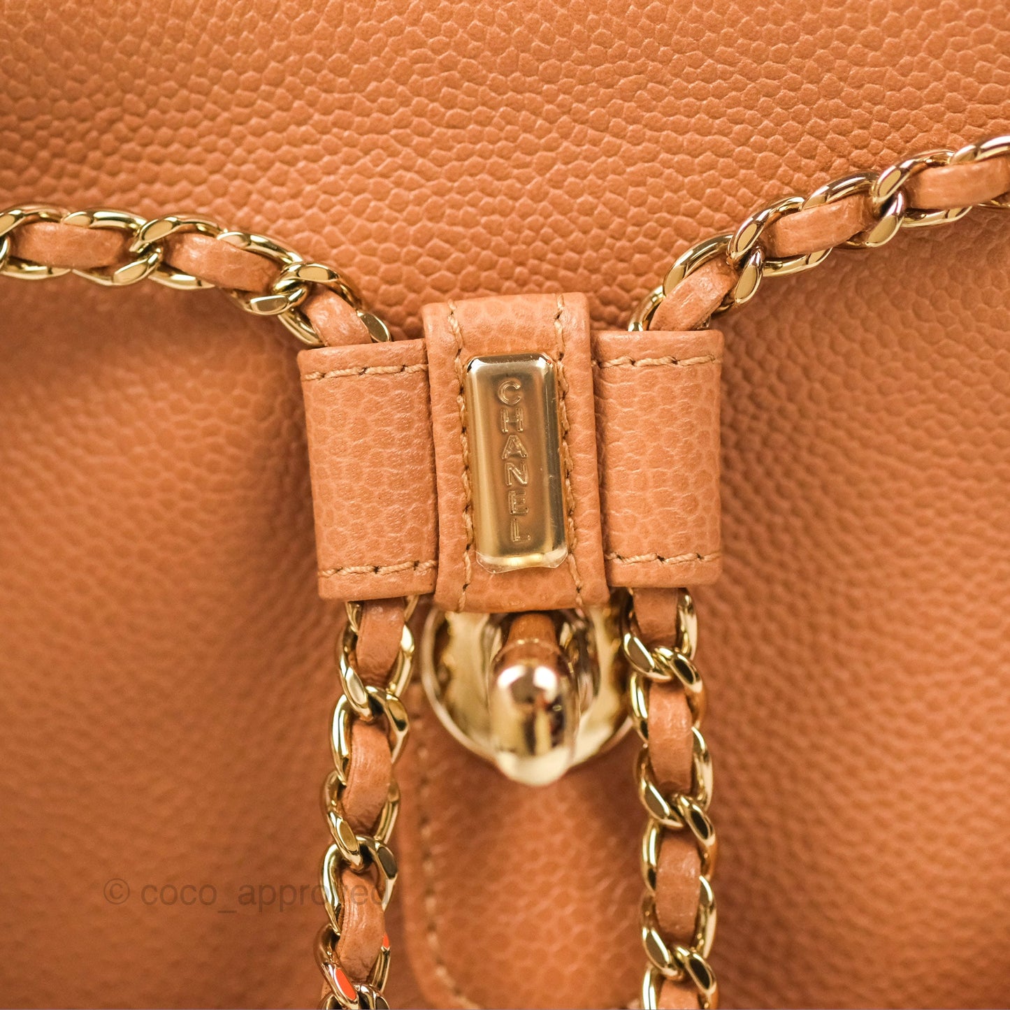 Chanel Duma Backpack Medium Dark Caramel Beige Caviar Gold Hardware