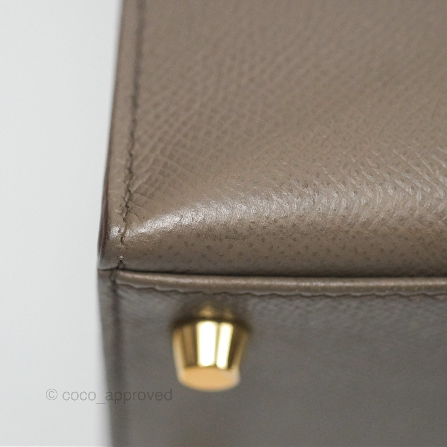 Hermès Kelly Sellier 28 Gris Etain 8F Epsom Gold Hardware