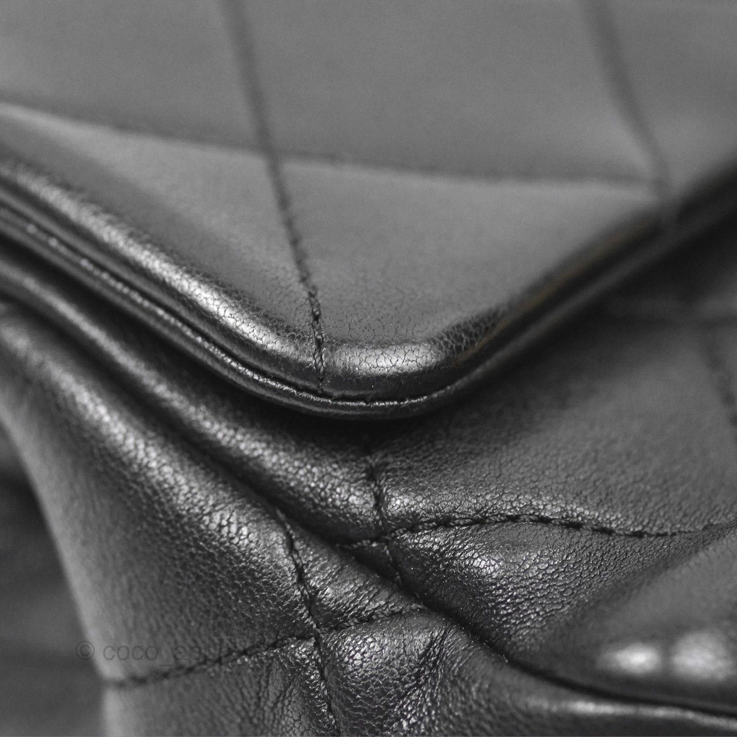 Chanel Mini Top Handle Flap Black Lambskin Aged Gold Hardware