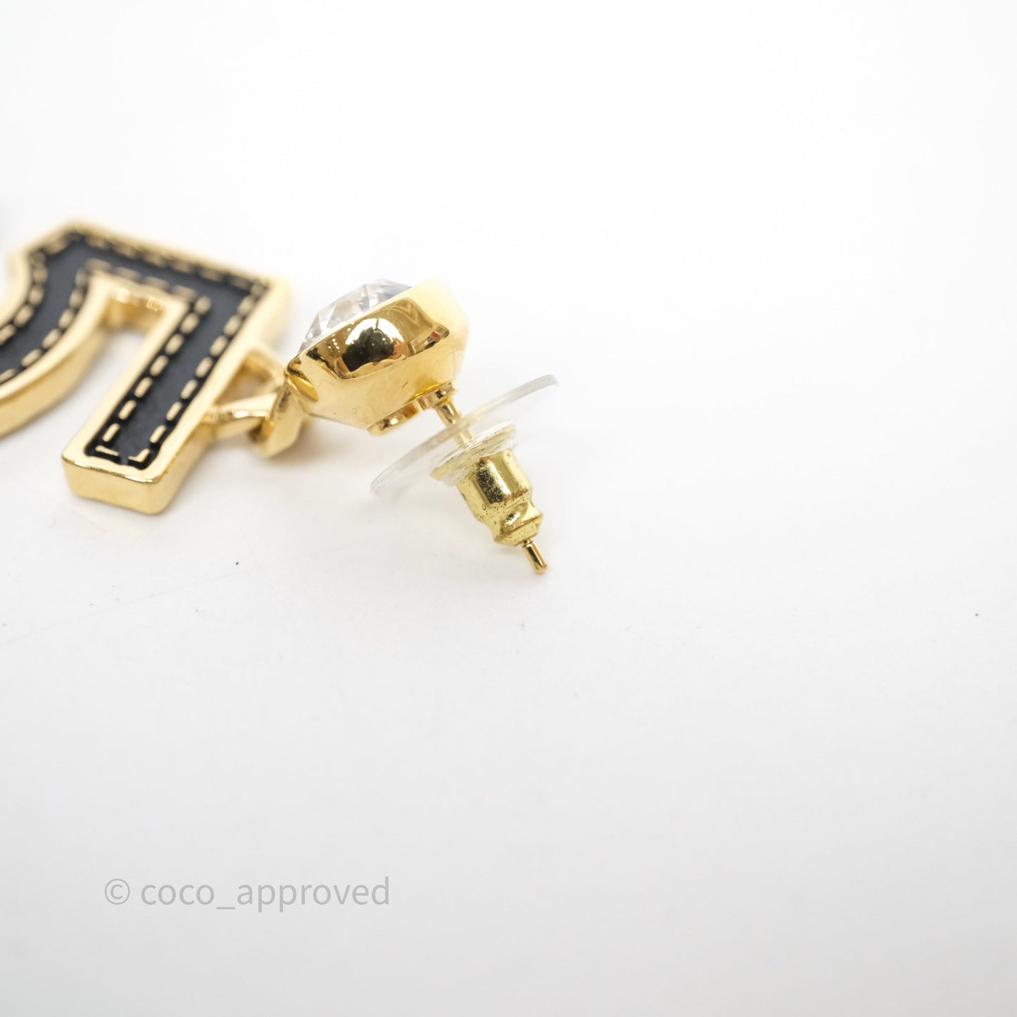 Chanel Crystal No.5 Drop Earrings Gold Tone 23S