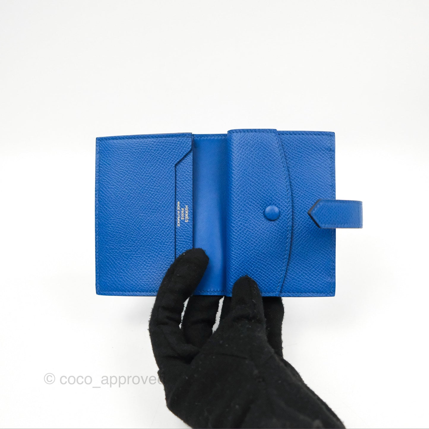 Hermes Bearn Mini Wallet Epsom Bleu De Fance Gold Hardware