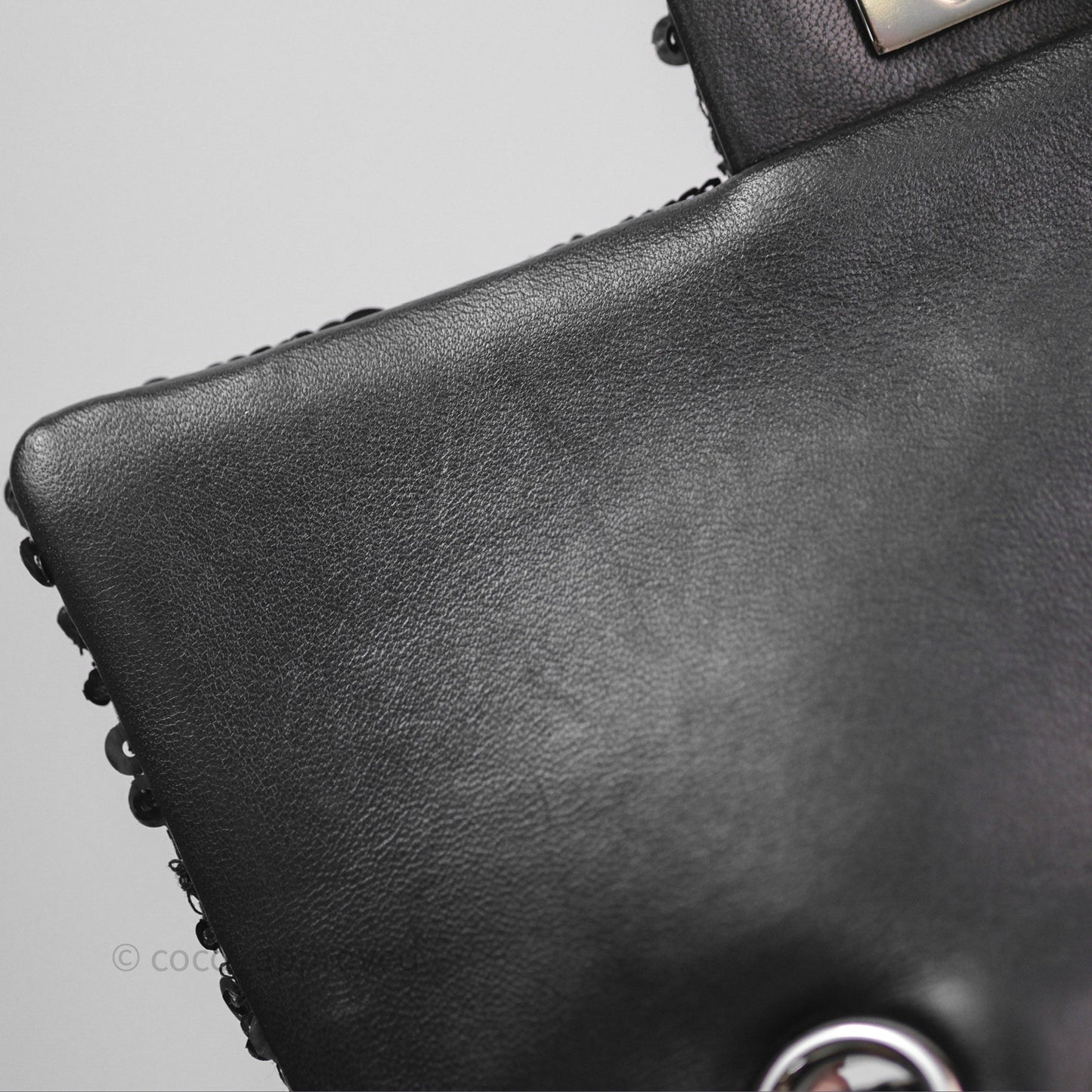 Chanel Mini Flap Bag Sequin Black/ Navy Gun Metal Hardware