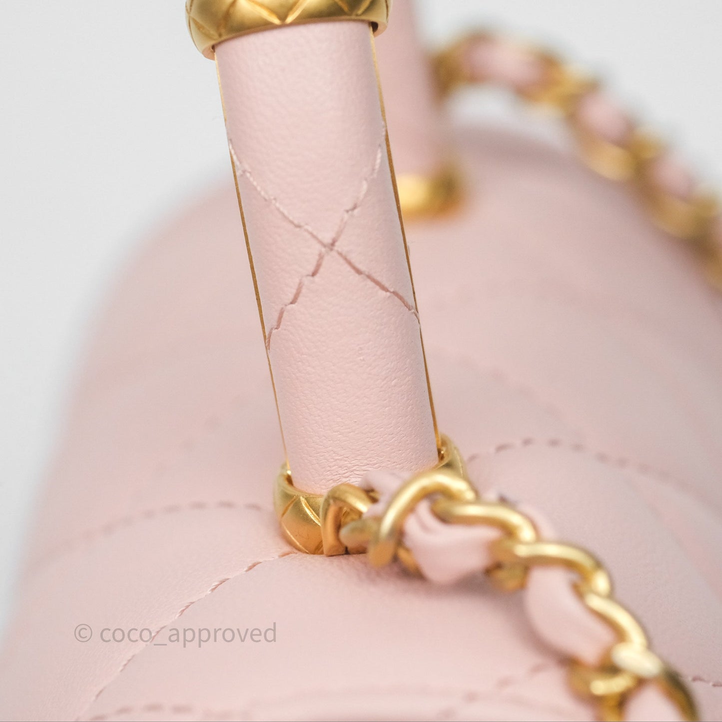 Chanel Top Handle Flap Bag Pink Lambskin Aged Gold Hardware 23S