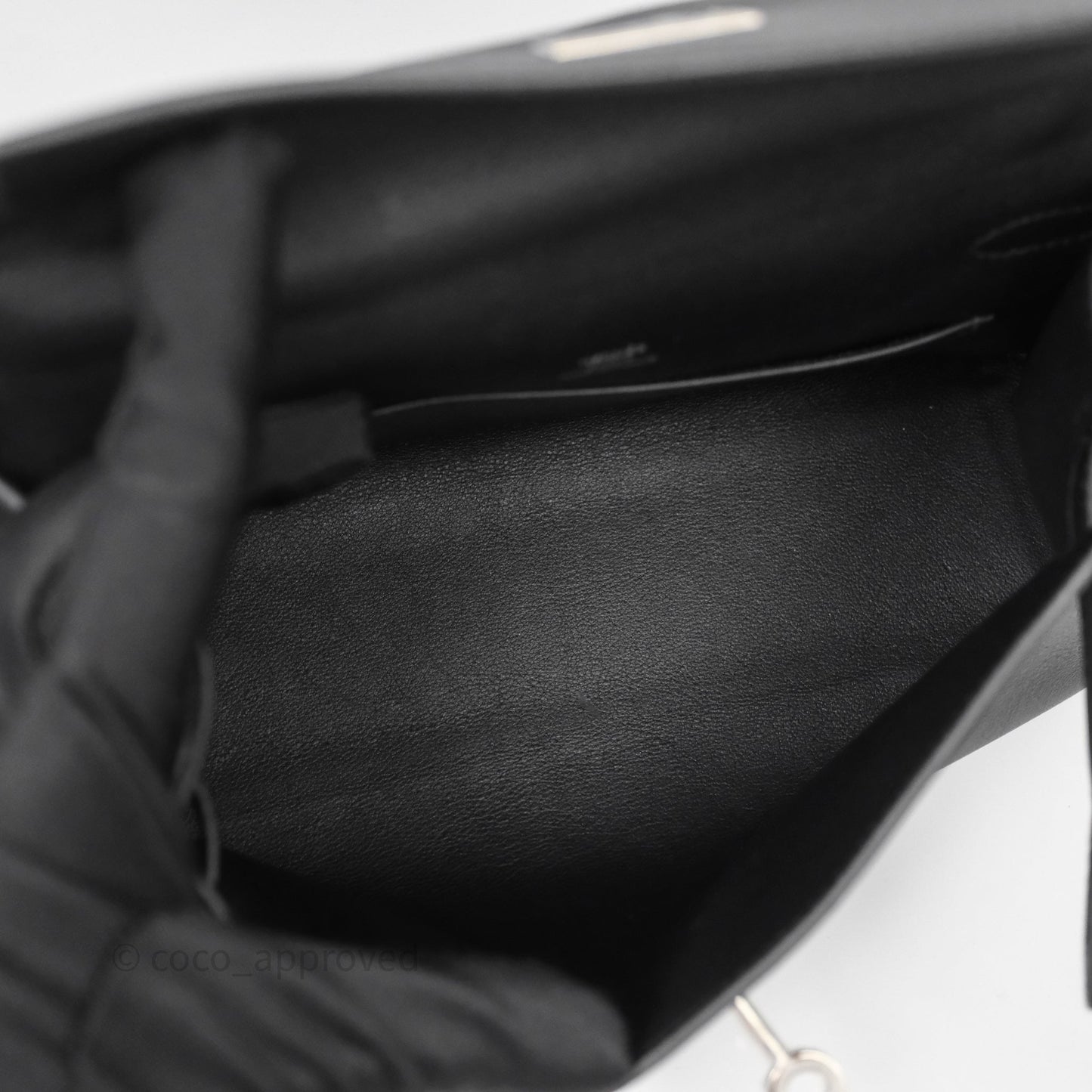Hermès Kelly Pochette Clutch Black Swift Palladium Hardware