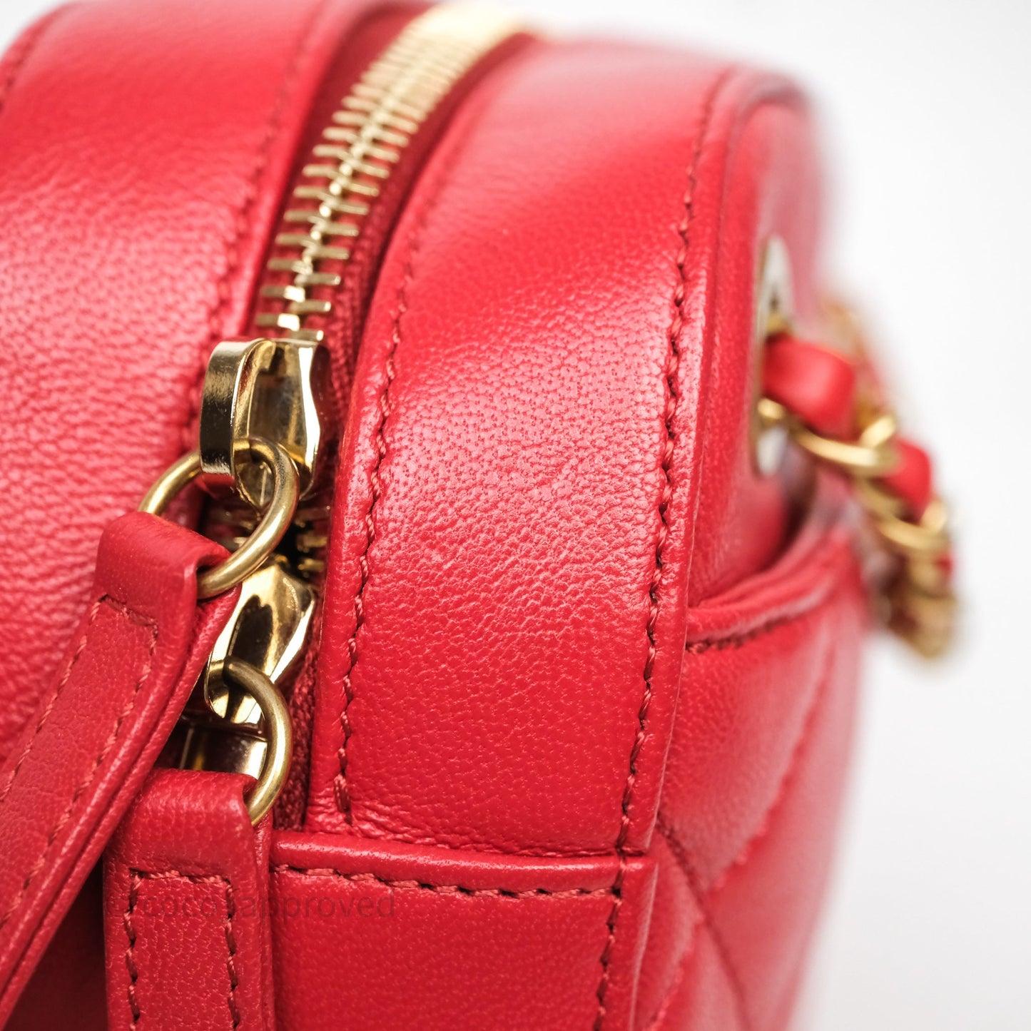 Chanel Infinity Camera Case Red Goatskin Aged Gold Hardware