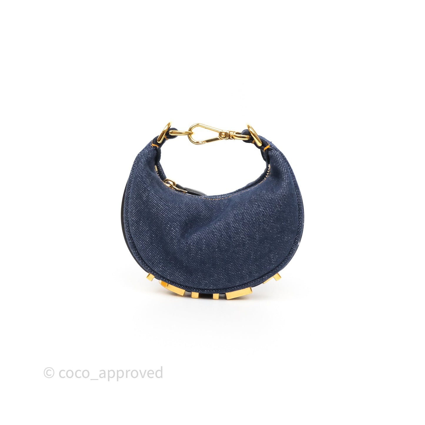 Fendi Nano Fendigraphy Hobo Charm Blue Denim