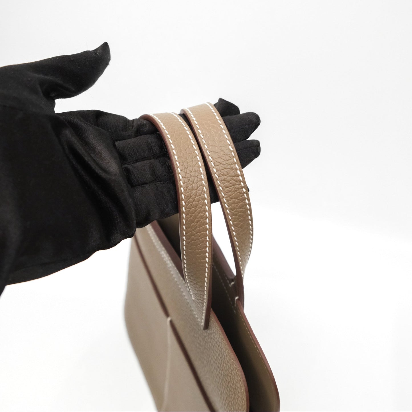 Hermès Halzan 25 Etoupe Clemence Palladium Hardware