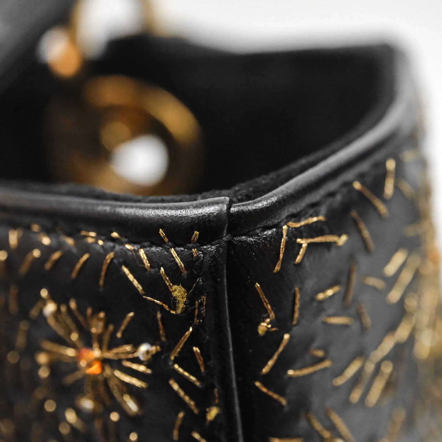 Christian Dior Medium Lady Dior Limited Edition The Moon In My EyesBag Black Calfskin Gold Hardware