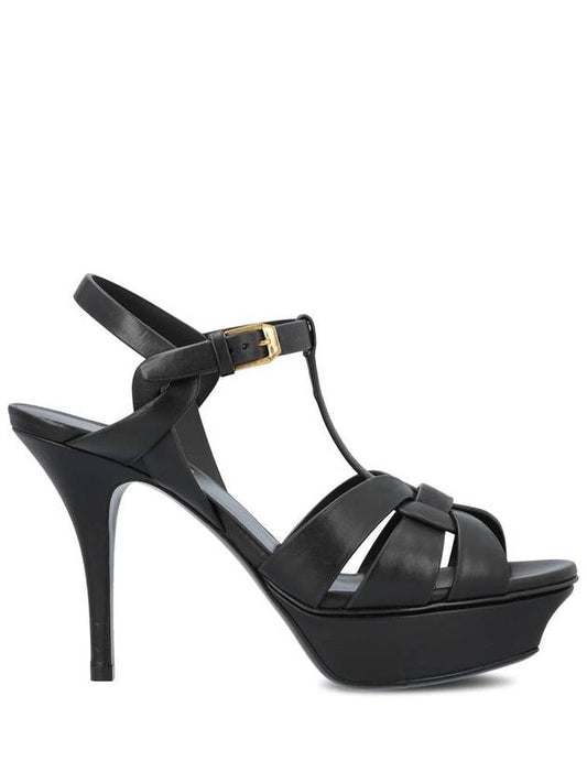 Luxury Saint Laurent Tribute Platform Sandals Heel Black