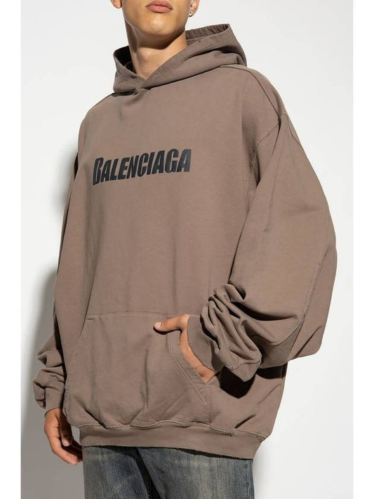 Luxury Balenciaga Destroyed Oversized Hoodie Brown