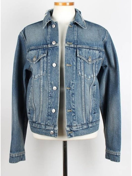 Luxury Balenciaga wave logo denim jacket 50