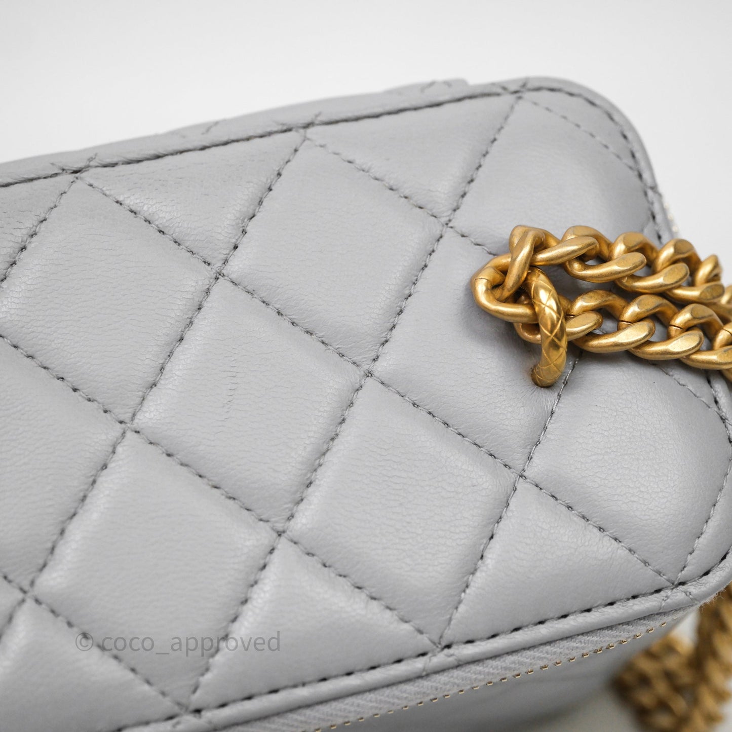 Chanel Vanity with Adjustable Chain Grey Lambskin Aged Gold Hardware