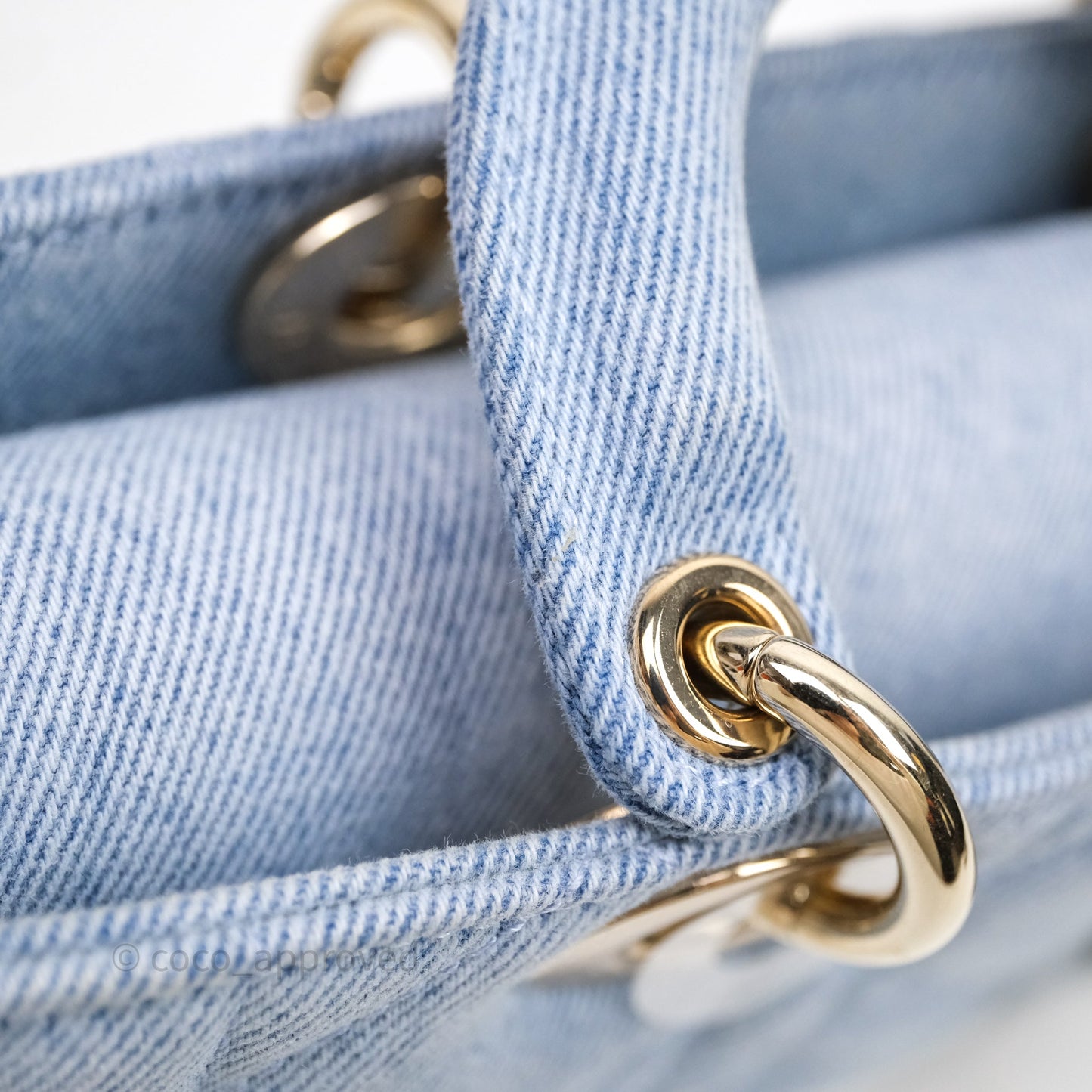 Christian Dior Medium Lady D-Joy Bag Denim Cannage Gold Hardware