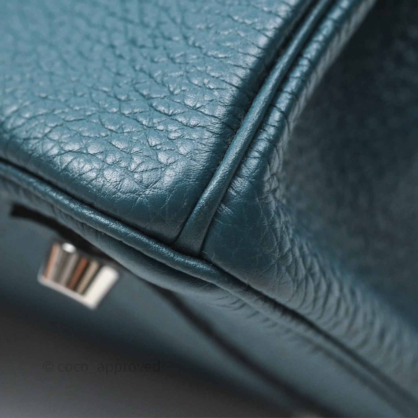 Hermès Birkin 25 Retourne Vert Bosphore W0 / Bleu Océan Z7 Togo Palladium Hardware