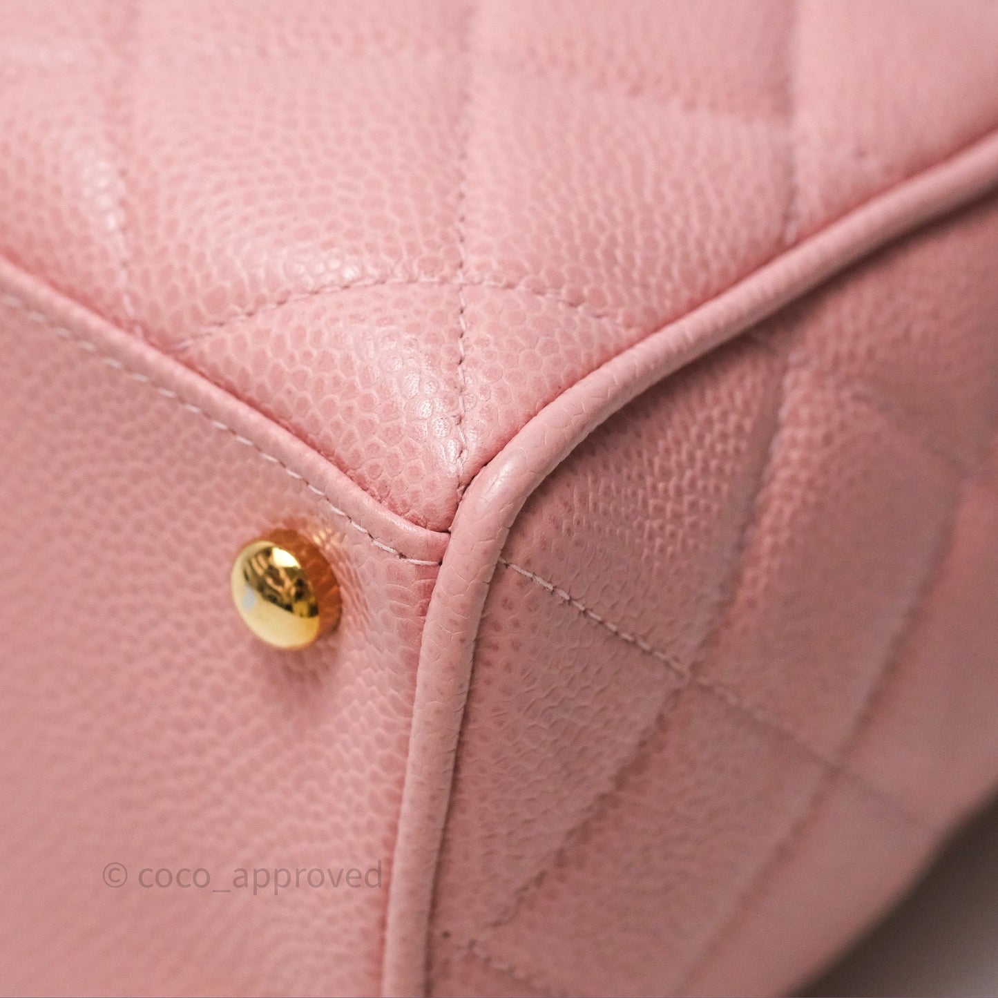 Chanel Vintage Mini CC Boston Bag Sakura Pink Caviar Gold Hardware