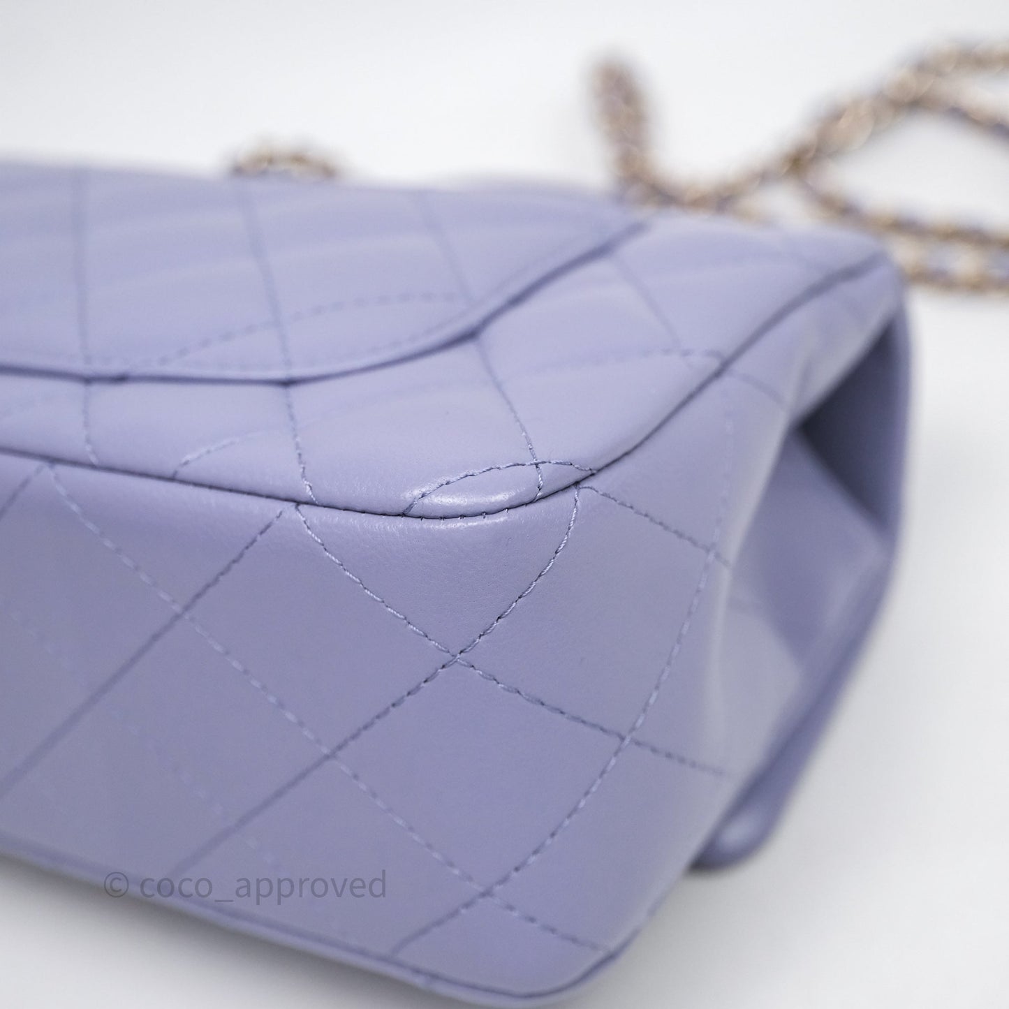 Chanel Top Handle Mini Rectangular Flap Purple Lambskin Gold Hardware