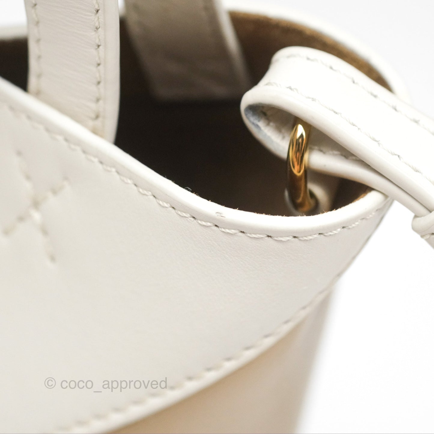 Loewe Mini Puzzle Fold Tote In Shiny Calfskin Soft White/ Paper Craft