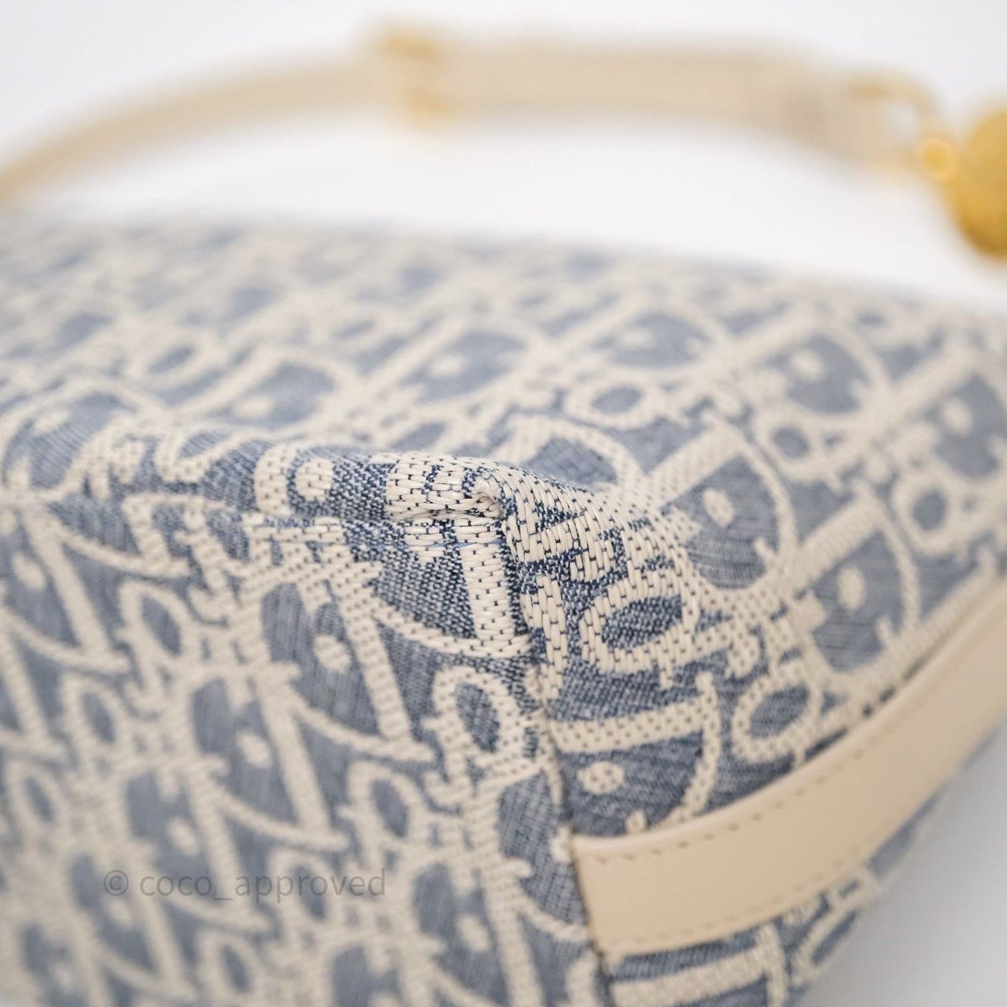 Christian Dior Diorstar Hobo Bag with Chain Blue Dior Oblique Chambray with Raffia Effect