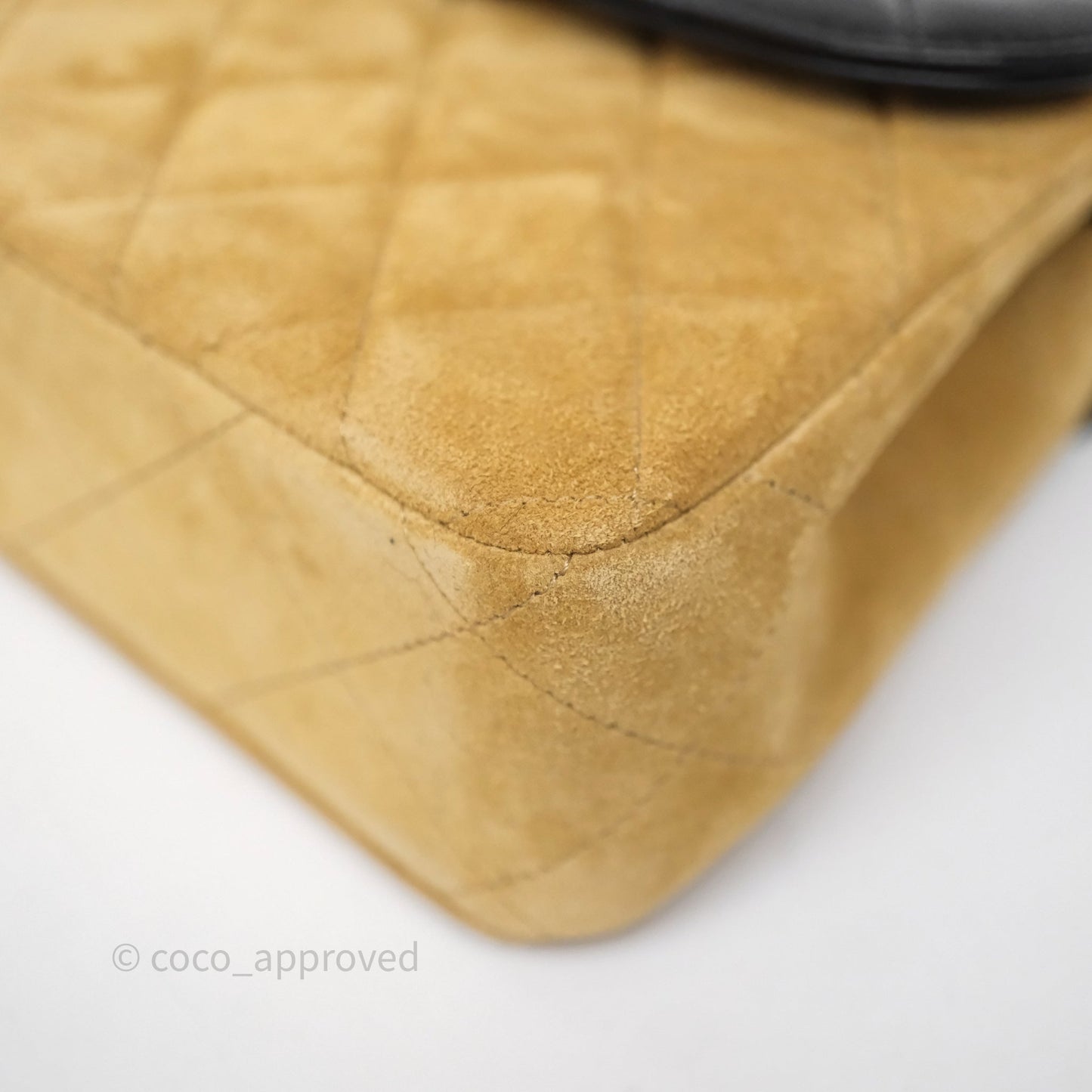 Chanel Mini Flap Bag Camel Suede/ Black Lambskin Gold Hardware