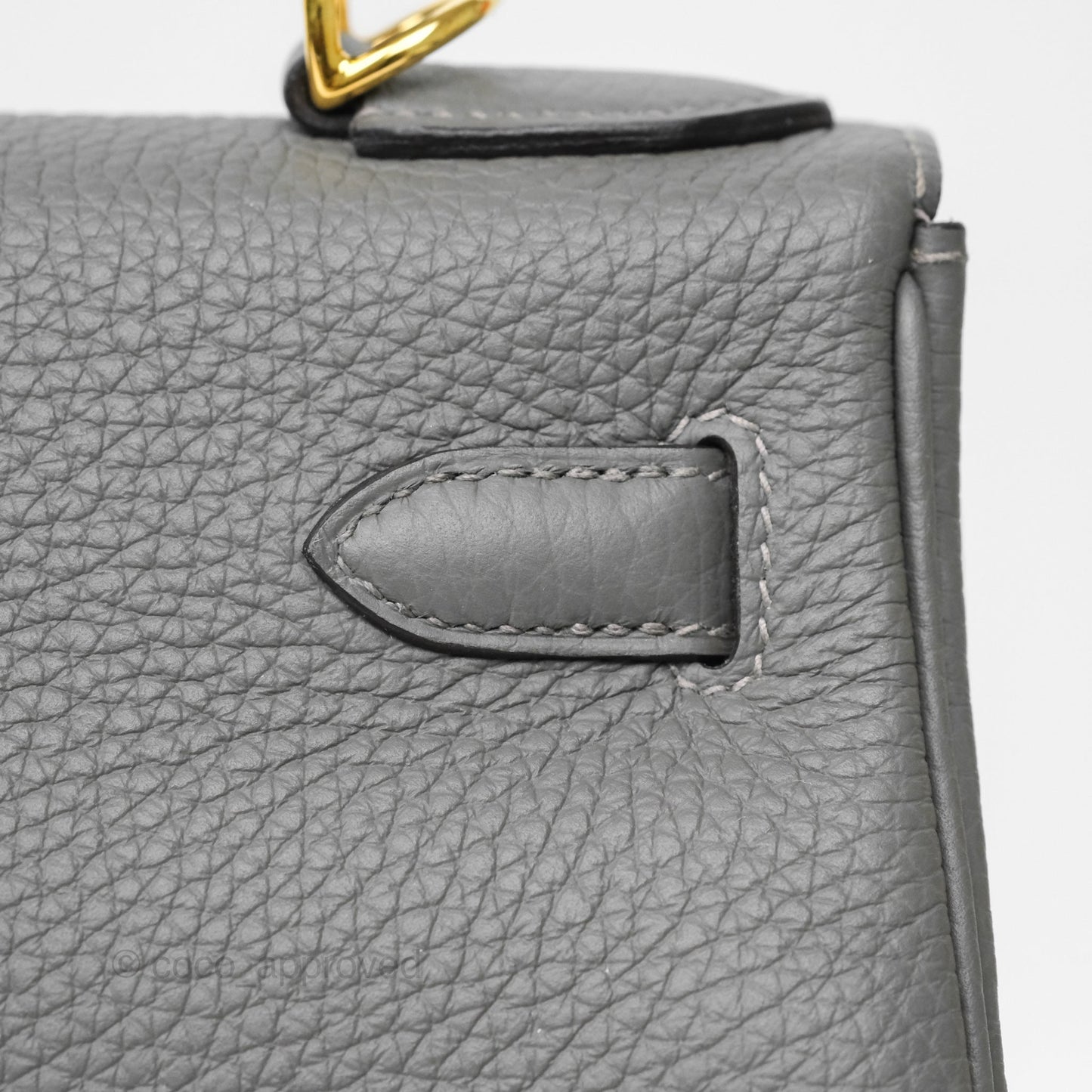 Hermès Kelly 28 Retourne Gris Meyer 0L Clemence Gold Hardware