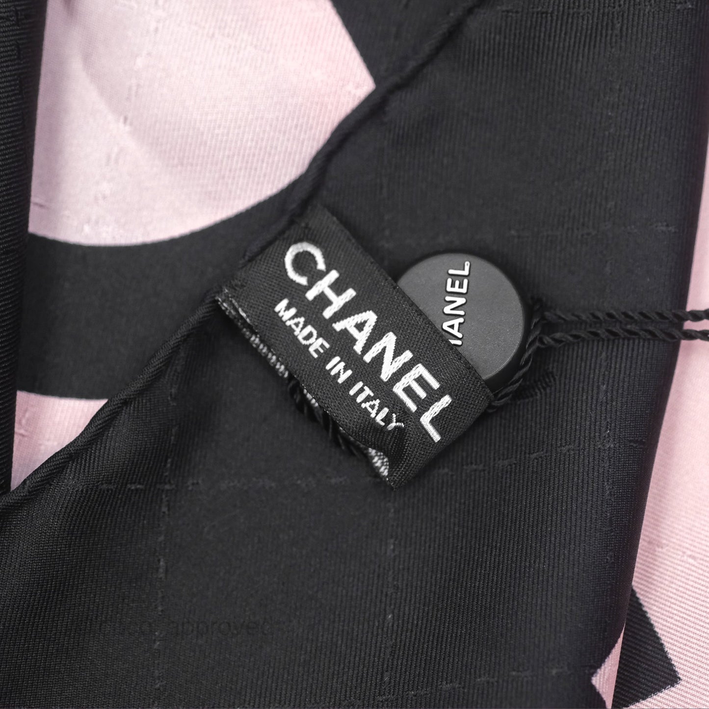 Chanel Logo Black/Pink Silk Scarf 90