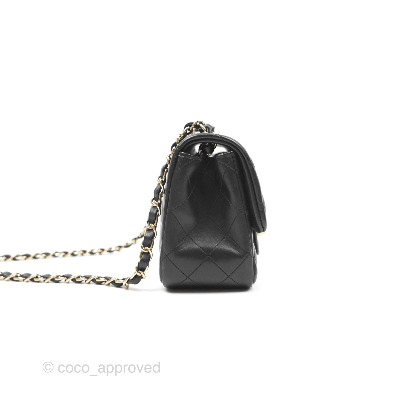 Chanel Mini Square Quilted Black Lambskin Gold Hardware