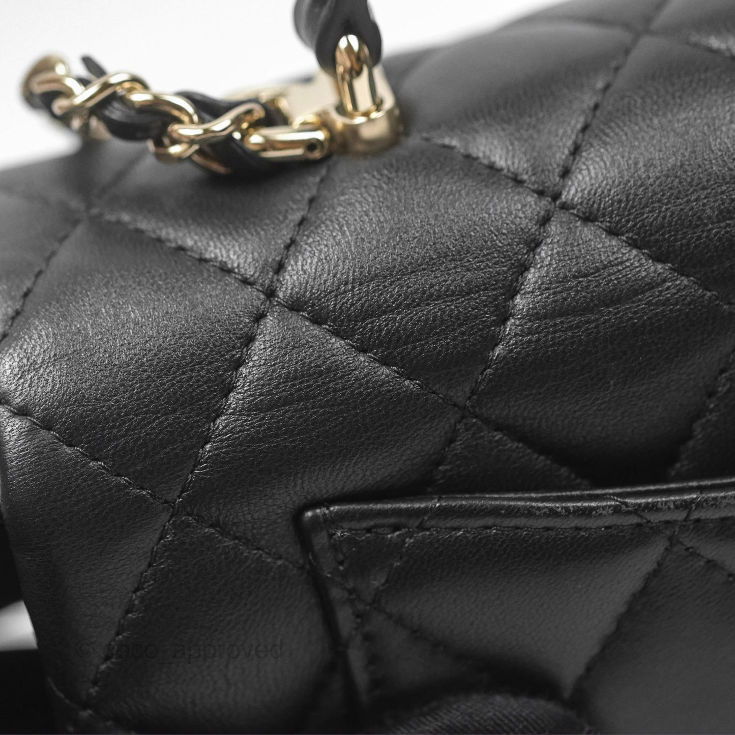 Chanel Top Handle Mini Rectangular Flap Black Lambskin Gold Hardware