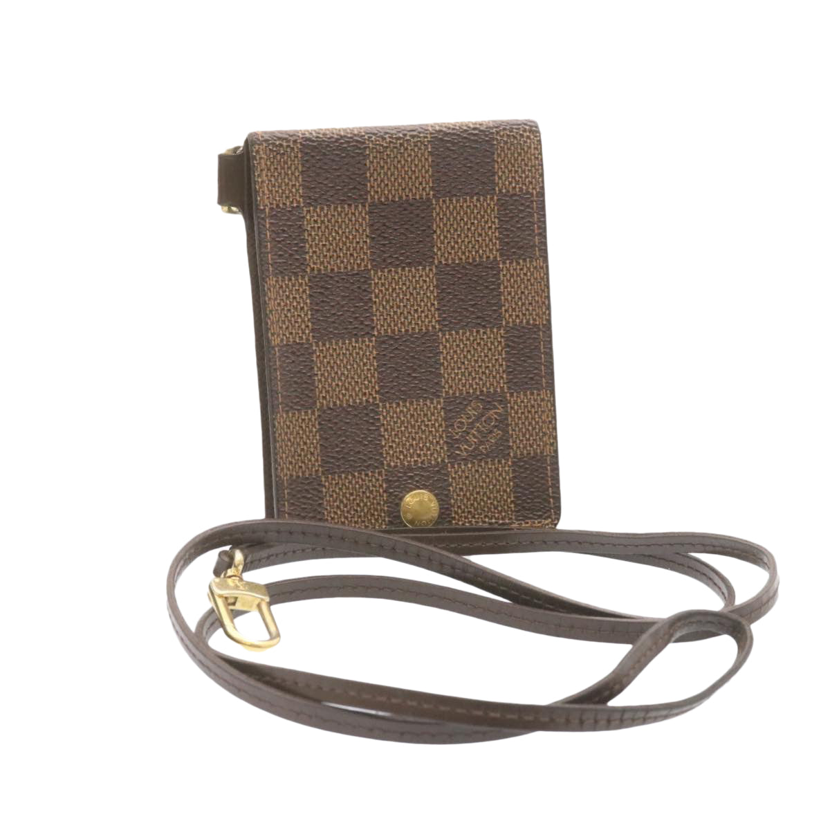 LOUIS VUITTON Damier Ebene Porte Cartes Card ID Pass Case N60016 LV 23155