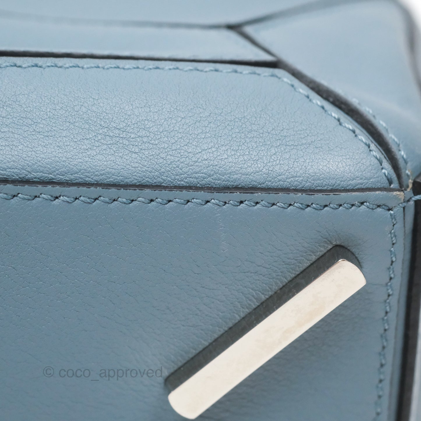 Loewe Small Puzzle Bag Blue Calfskin Silver Hardware