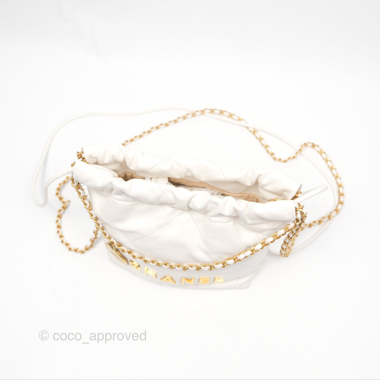 Chanel 22 Mini Bag White Shiny Crumpled Calfskin