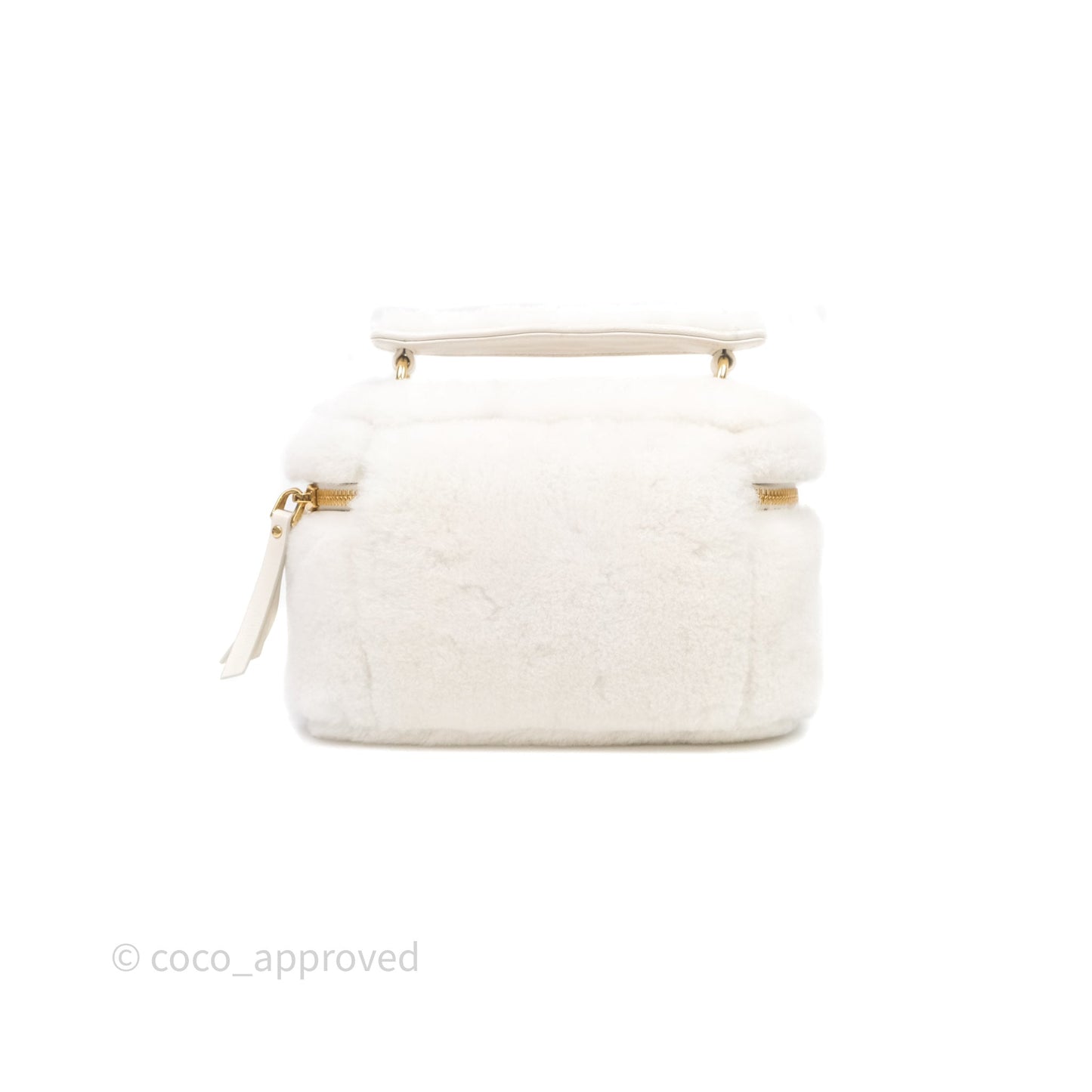 Miu Miu Shearling Vanity Case White Gold Hardware