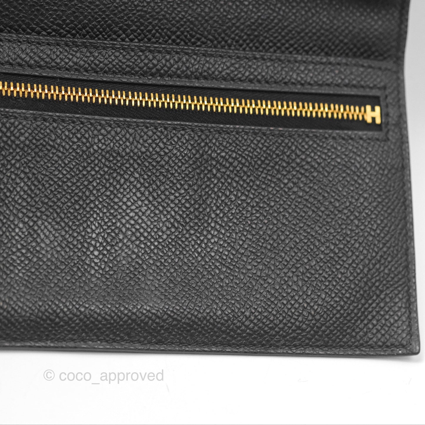 Hermès Bearn Long Wallet Black Noir 89 Epsom Gold Hardware