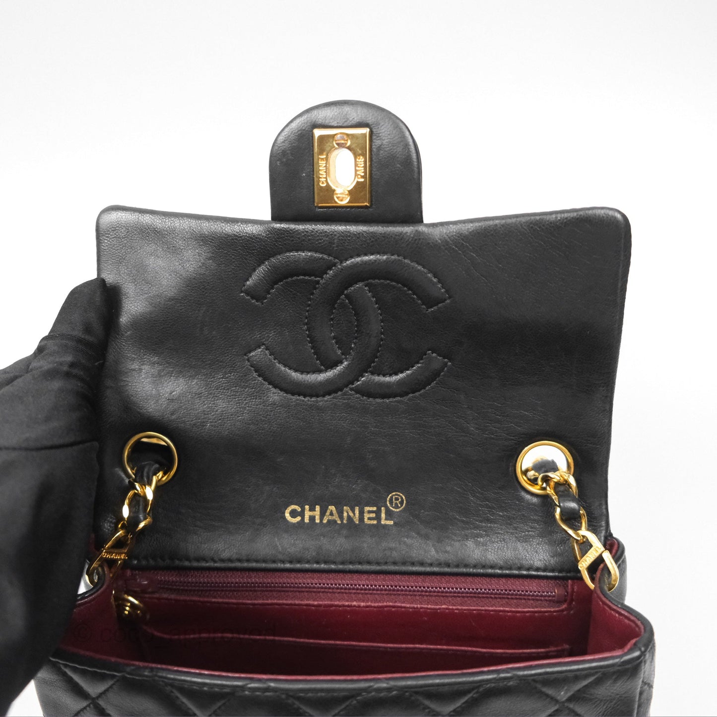 Chanel Vintage Mini Square Black Lambskin 24K Gold Hardware