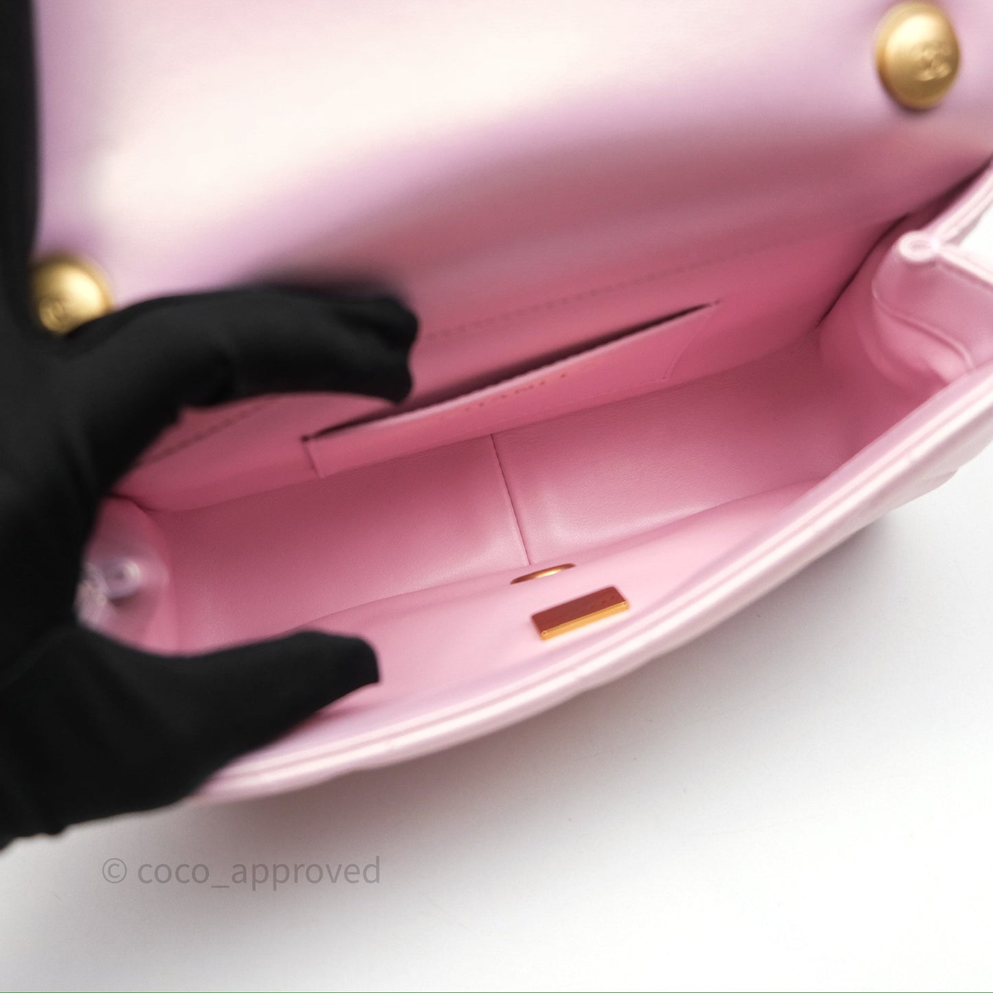 Chanel Mini Flap Bag With Pearl Adjustable Chain Iridescent Pink Lambskin Aged Gold Hardware