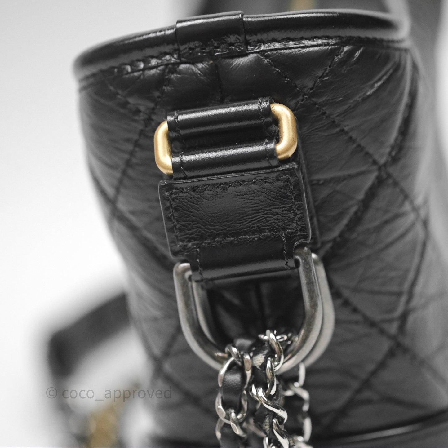 Chanel Small Gabrielle Hobo Quilted Black Aged Calfskin