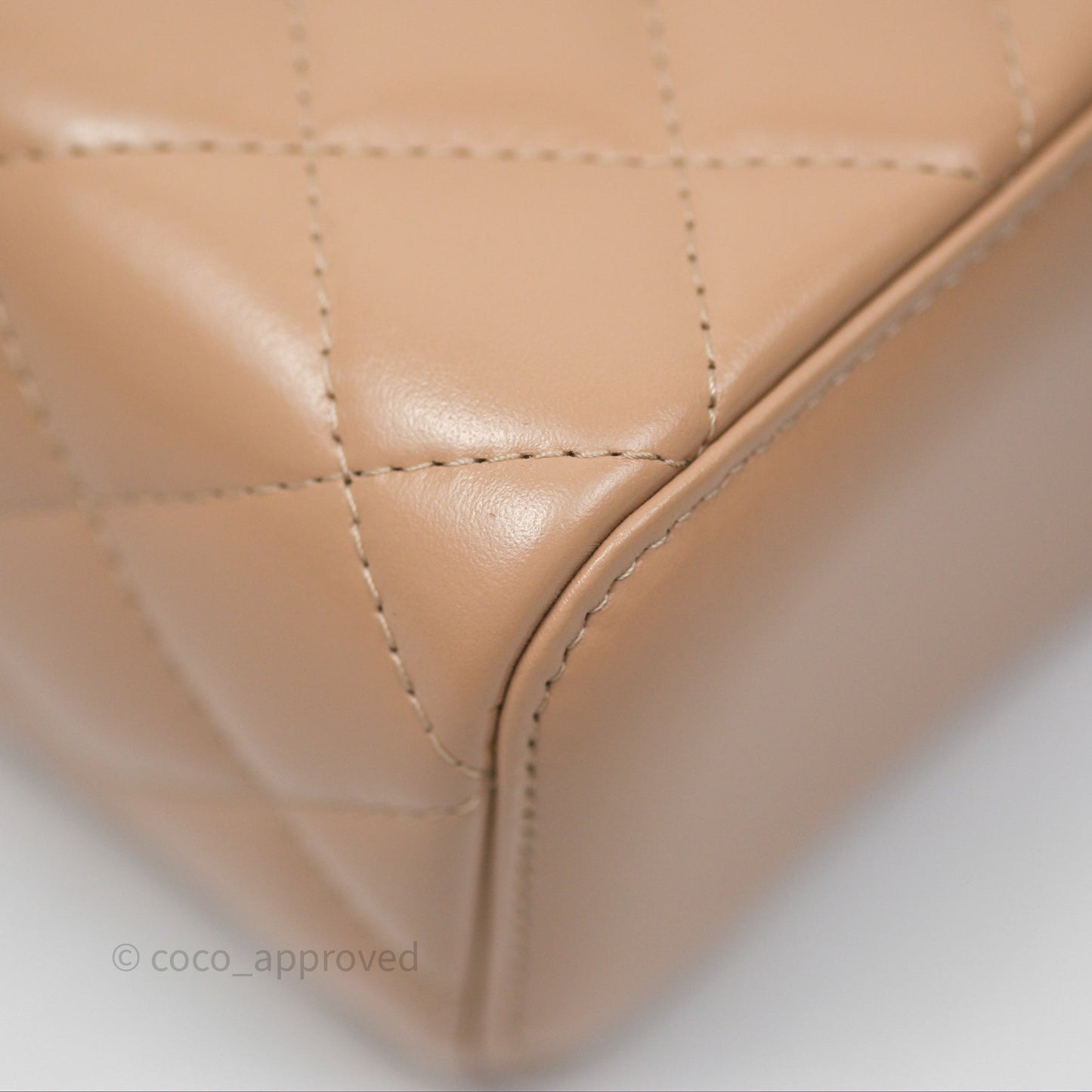 Chanel Quilted Mini Perfect Fit Vanity With Chain Beige Calfskin Aged Gold Hardware